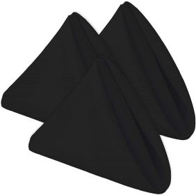 24 Pack Black 100% Polyester Soft Durable Washable Cloth Table Napkins 17x17 Inch Great for Restaurants Dinners and Parties