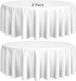 2 Pack 120 inch Round Premium Tablecloths for Wedding Banquet Restaurant 200 GSM Washable Fabric Table Cloth White