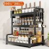 Elegant Multi-Layer Metal Kitchen Organizer - Countertop Spice Rack, Knife & Utensil Holder, Condiment Basket