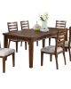 Contemporary Style 7pc Dining Set Table w 6 Drawers 6x Side Chairs Ladder Back Walnut Finish Kitchen Dining Room