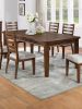 Contemporary Style 7pc Dining Set Table w 6 Drawers 6x Side Chairs Ladder Back Walnut Finish Kitchen Dining Room