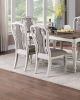 Transitional Style 7pc Dining Set Dining Table w Oak Top 6xSide Chairs Cushion Seat Antique White Kitchen Dining Room