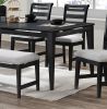 Black Color 6pc Dining Set Table And 4x Side Chairs 1x Bench Upholstered Fabric Cushion Seats Solid wood Dining Room Furniture