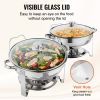 VEVOR 2-Pack Round Chafing Dish Set with Full-Size 4Qt Pan Glass Lid Fuel Holder